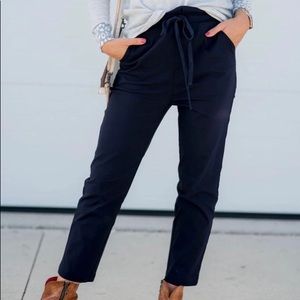 Navy Tie Top Pants